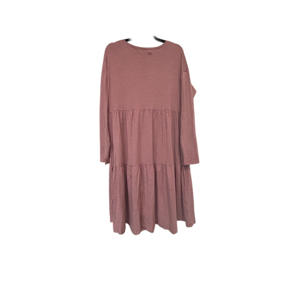 Twigg & Feather Pink Babydoll Midi Dress Bamboo Cotton Tiered Stretch L Normcore - Picture 4 of 6